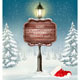 Snowy Forest and a Wooden Merry Christmas Sign