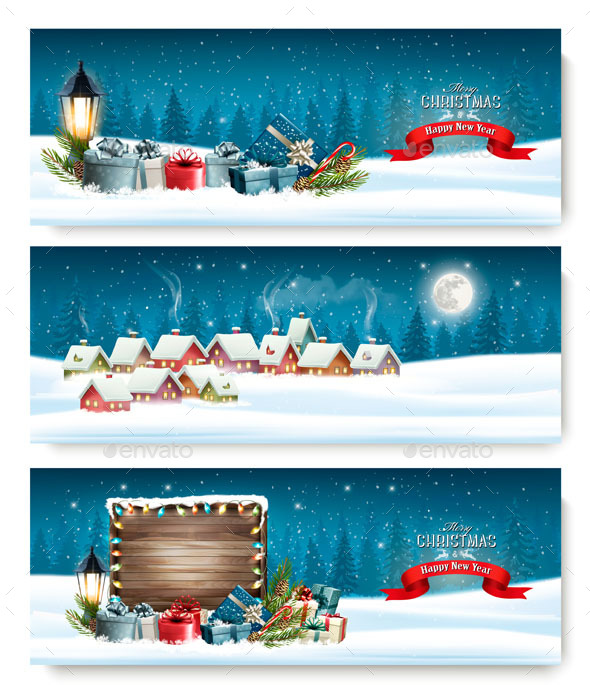 Three Holiday Christmas Banners - Christmas Seasons/Holidays