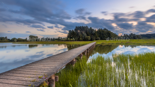 footbridge concept with long exposure - Stock Photo - Images