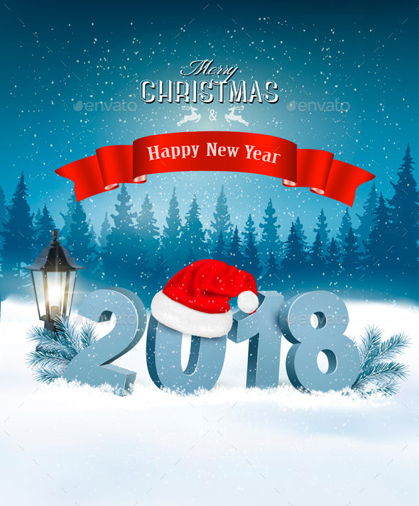 Happy New Year 2018 Background with Presents - New Year Seasons/Holidays