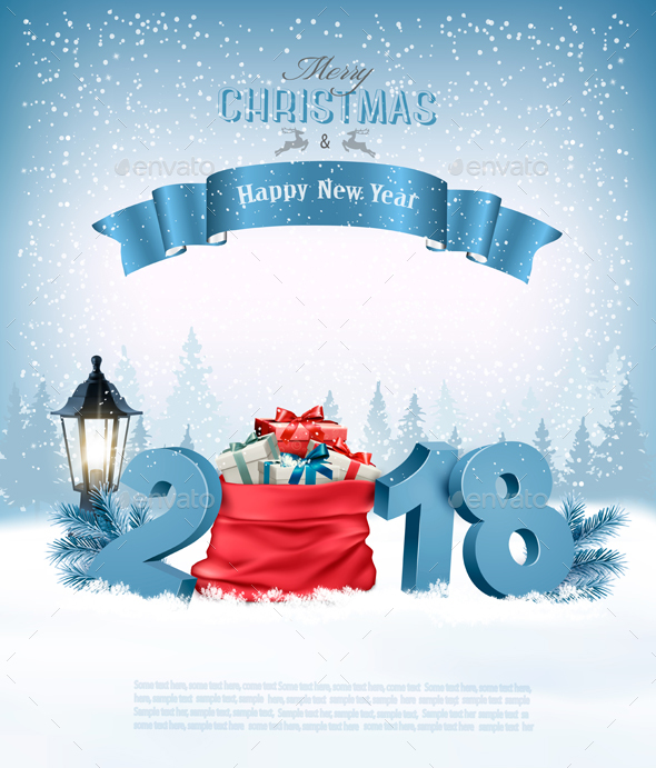 Happy New Year 2018 Background with Presents - New Year Seasons/Holidays