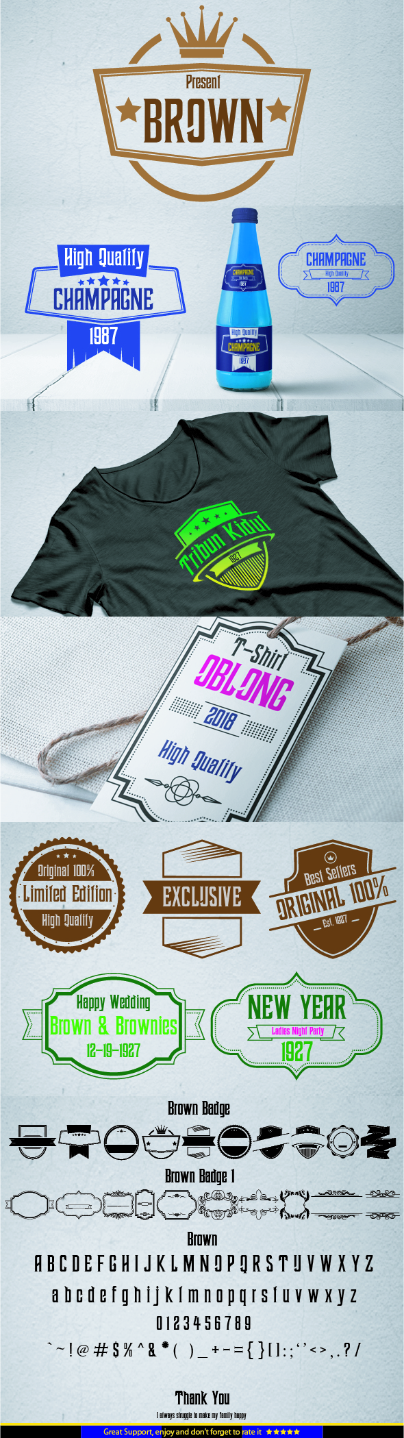 Brown Decorative Badge - Decorative Fonts