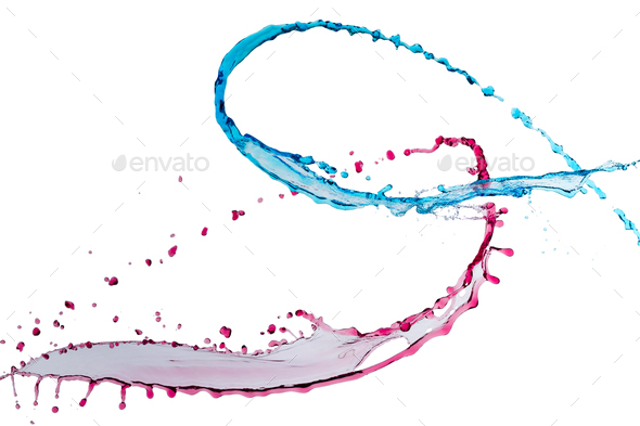 Color water splash isolated on white background - Stock Photo - Images