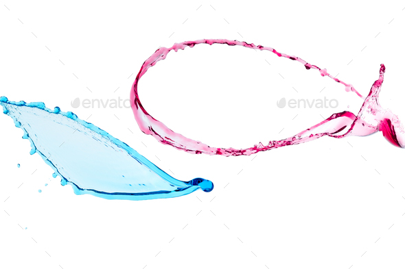 Color water splash isolated on white background - Stock Photo - Images