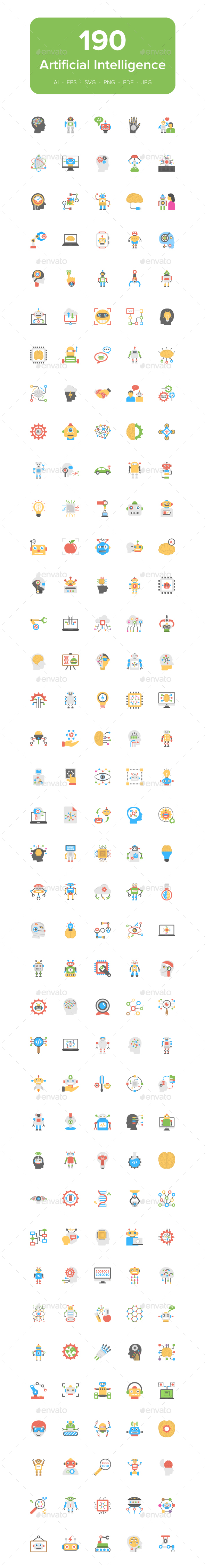 Artificial Intelligence Flat Icons - Icons