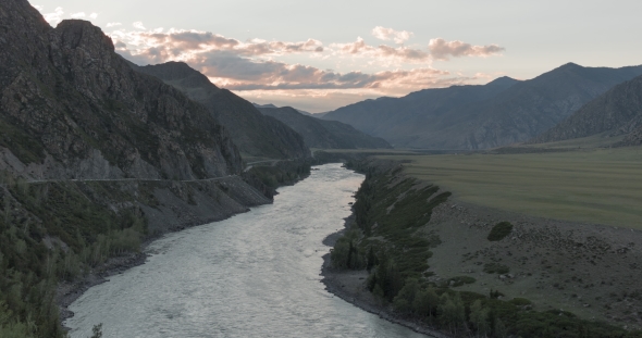 Waves, Spray and Foam, River Katun in Altai Mountains Siberia, Russia alt