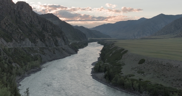 Waves, Spray and Foam, River Katun in Altai Mountains Siberia, Russia alt