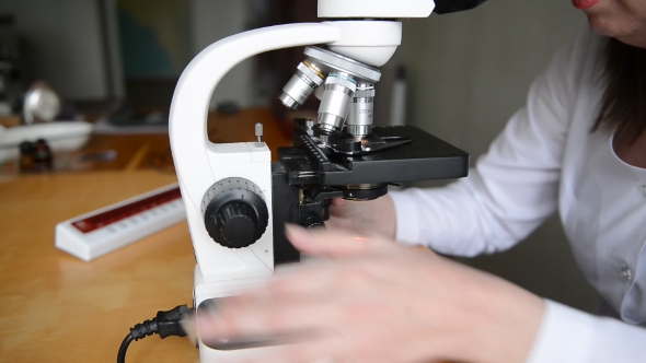 Shot of a Microscope at Laboratory
