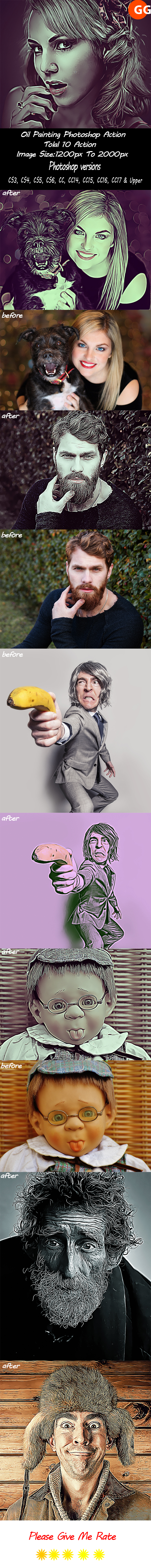 10 Oil Painting Photoshop Action - Photo Effects Actions