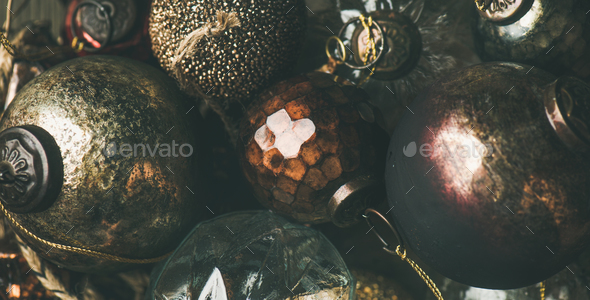 Vintage Christmas or New Year holiday decoration balls - Stock Photo - Images