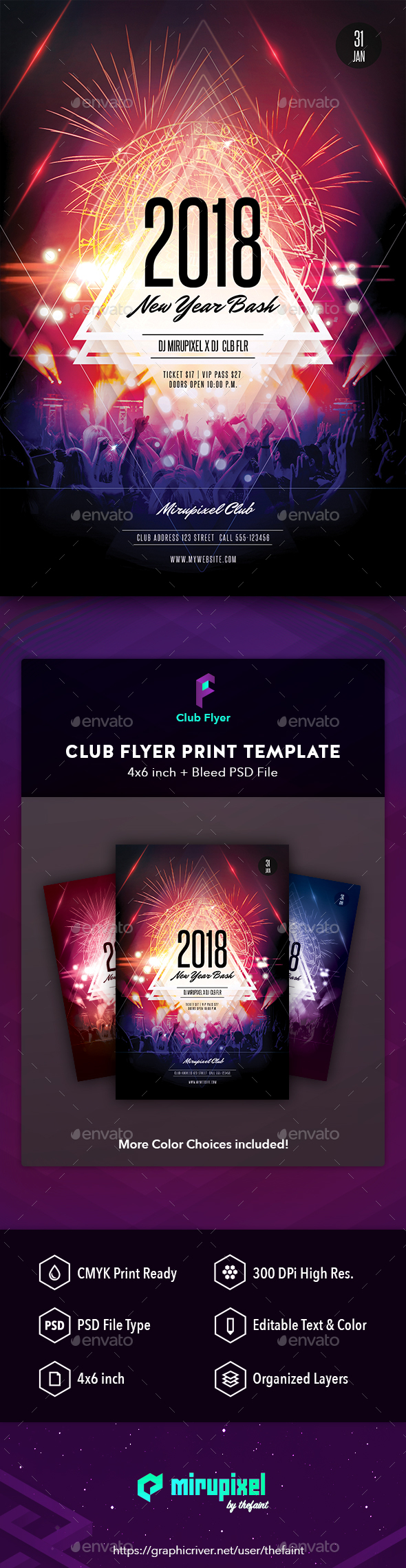 Club Flyer: New Year Bash - Clubs & Parties Events