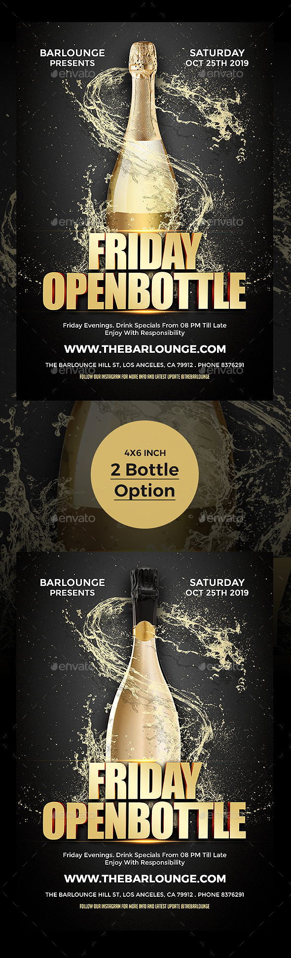 Open Bottle Flyer Poster Template - Clubs & Parties Events