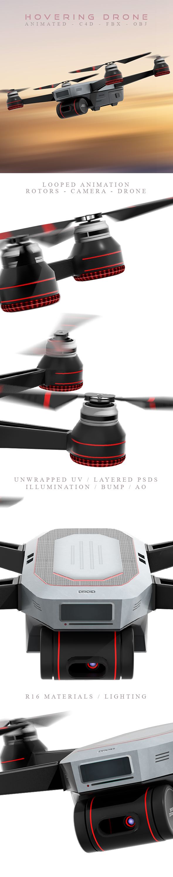 Animated Hovering Drone - 3Docean 21161587