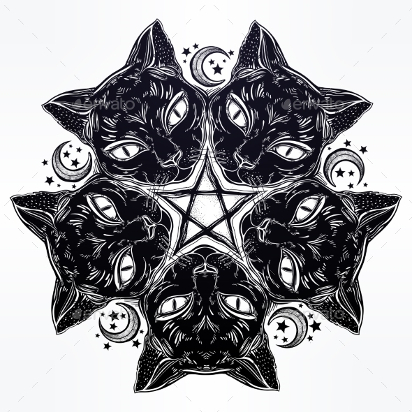 GraphicRiver Black Cat Head Portrait Mandala 21170707 GraphicRiver Black Cat Head Portrait Mandala 21170707