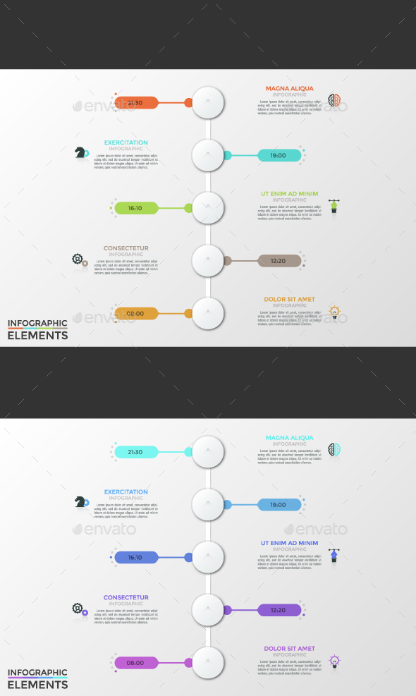 Futuristic Timeline (2 Colors) - Infographics