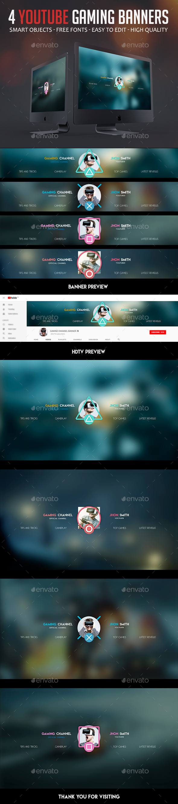 GraphicRiver 4 YouTube Gaming Banners 21171350 GraphicRiver 4 YouTube Gaming Banners 21171350
