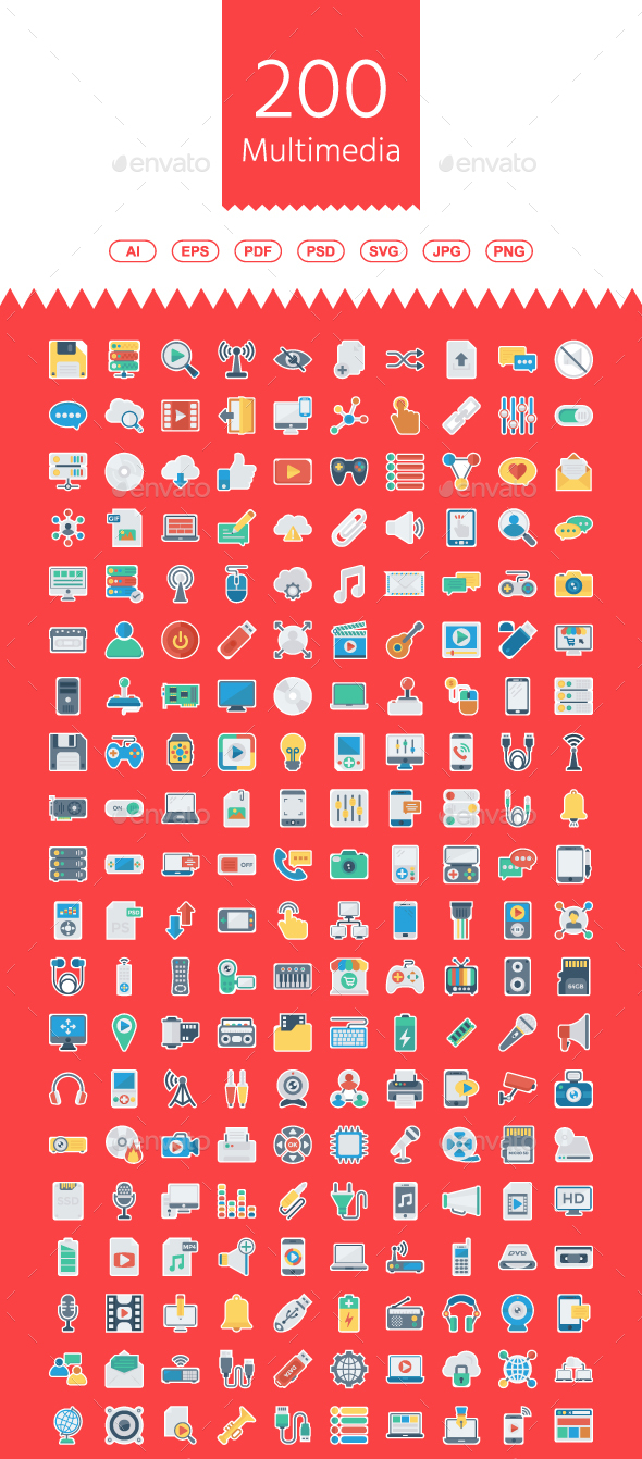 GraphicRiver Multimedia Flat Paper Icons 21171526 GraphicRiver Multimedia Flat Paper Icons 21171526