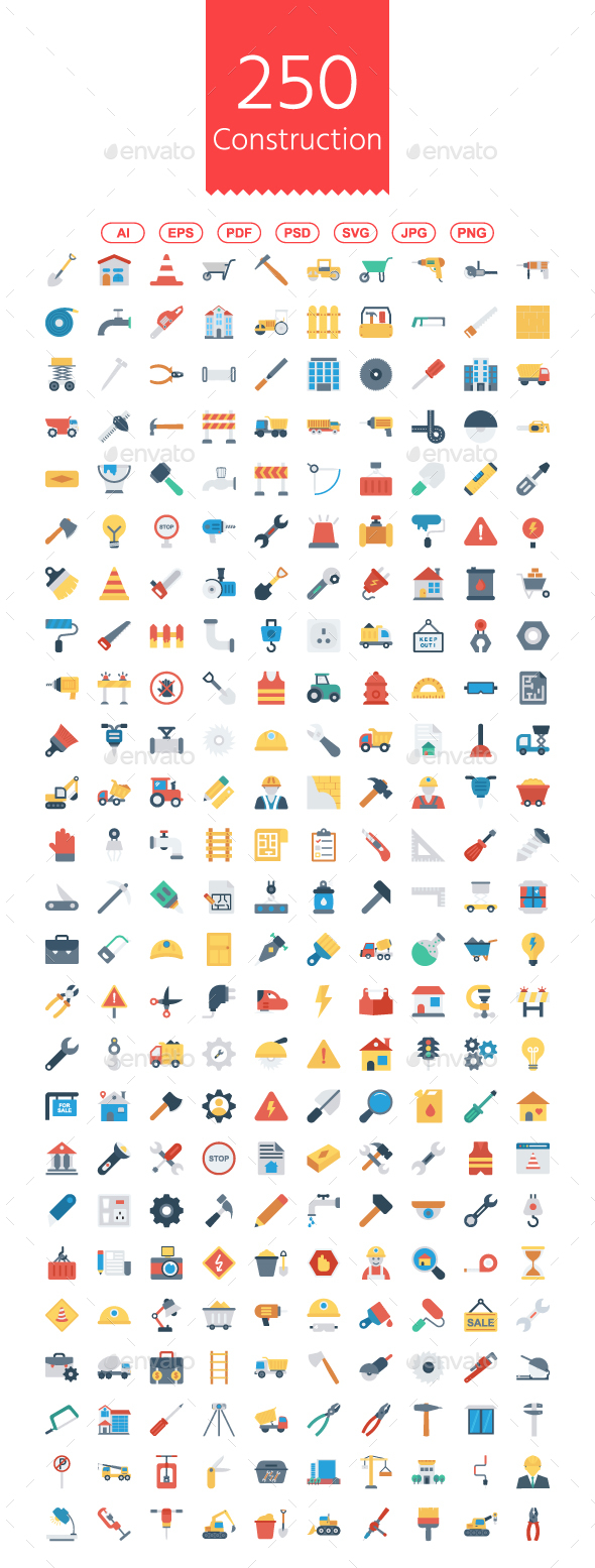 GraphicRiver 200 Construction Flat Icons 21171640 GraphicRiver 200 Construction Flat Icons 21171640