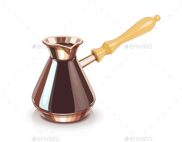 Turkish Coffee Pot with Handle - Man-made Objects Objects