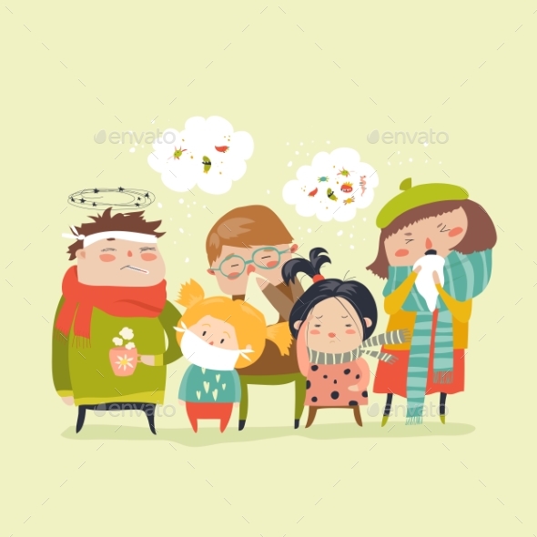 GraphicRiver Sick Children with Fever 21173795 GraphicRiver Sick Children with Fever 21173795