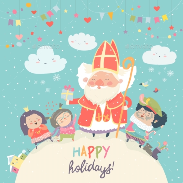 GraphicRiver Saint Nicholas with Kids 21173805 GraphicRiver Saint Nicholas with Kids 21173805