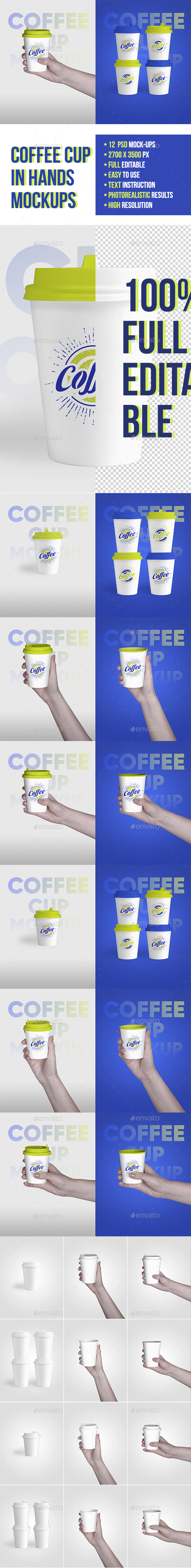 GraphicRiver Coffee Cup in Hands Mockups 21173988