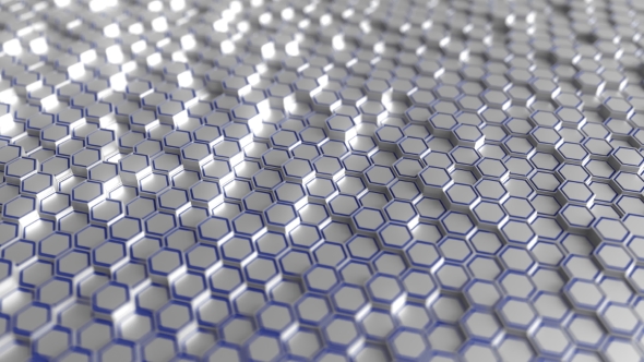 Futuristic Grey and Blue Hexagonal Prisms alt