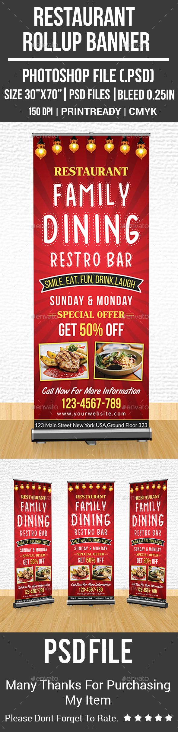 Restaurant Rollup Banner - Signage Print Templates