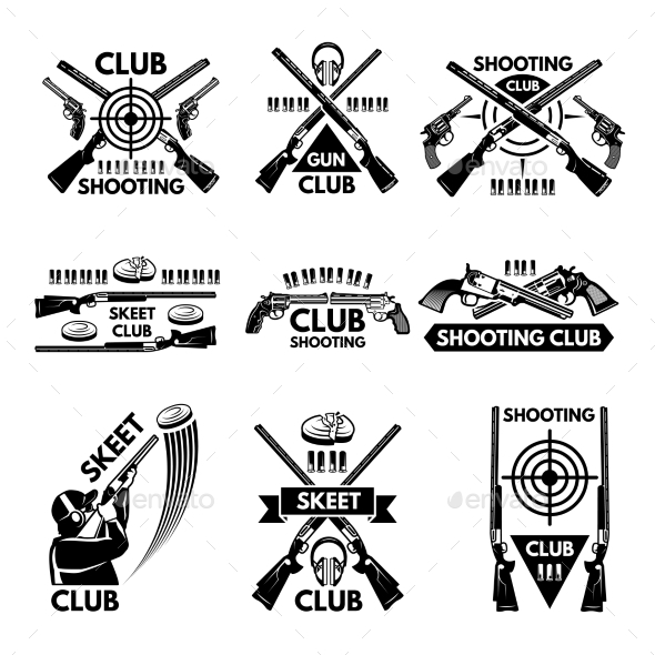 Labels Set for Shooting Club - Miscellaneous Vectors