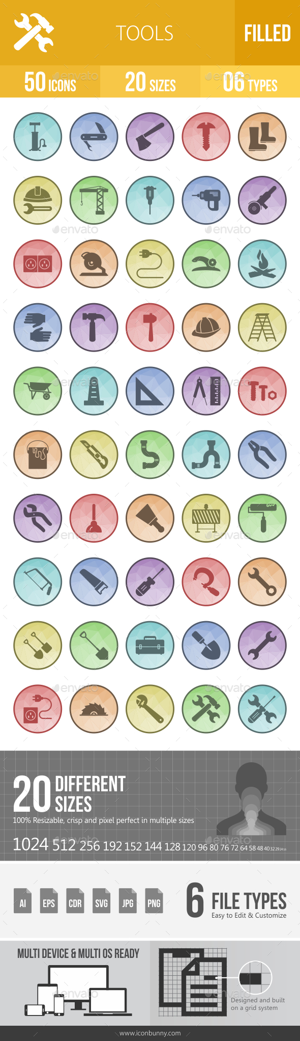 GraphicRiver 50 Tools Filled Low Poly Icons 21176490 GraphicRiver 50 Tools Filled Low Poly Icons 21176490