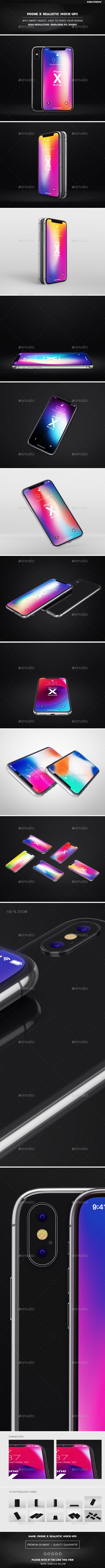 Phone X Realistic Mock-Ups - Mobile Displays