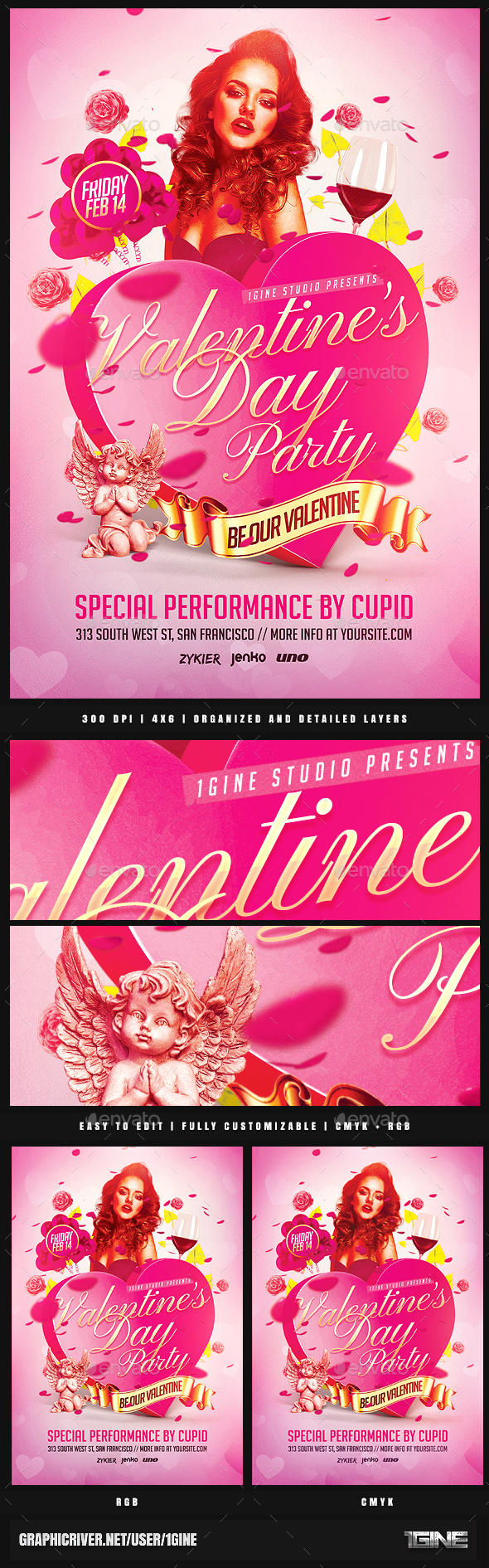 Valentine's Day Party Flyer Template - Clubs & Parties Events
