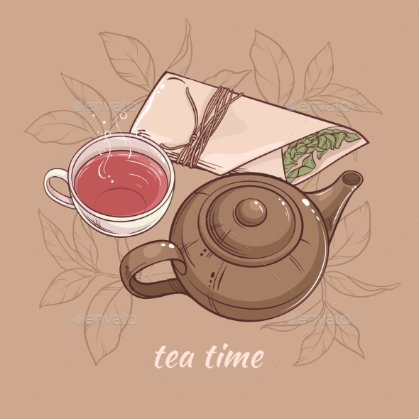 GraphicRiver Teapot with Cup of Tea 21177783 GraphicRiver Teapot with Cup of Tea 21177783