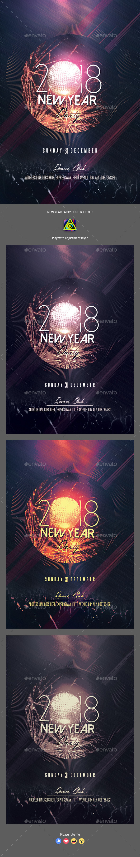 2018 New Year Party Poster / Flyer - Clubs & Parties Events