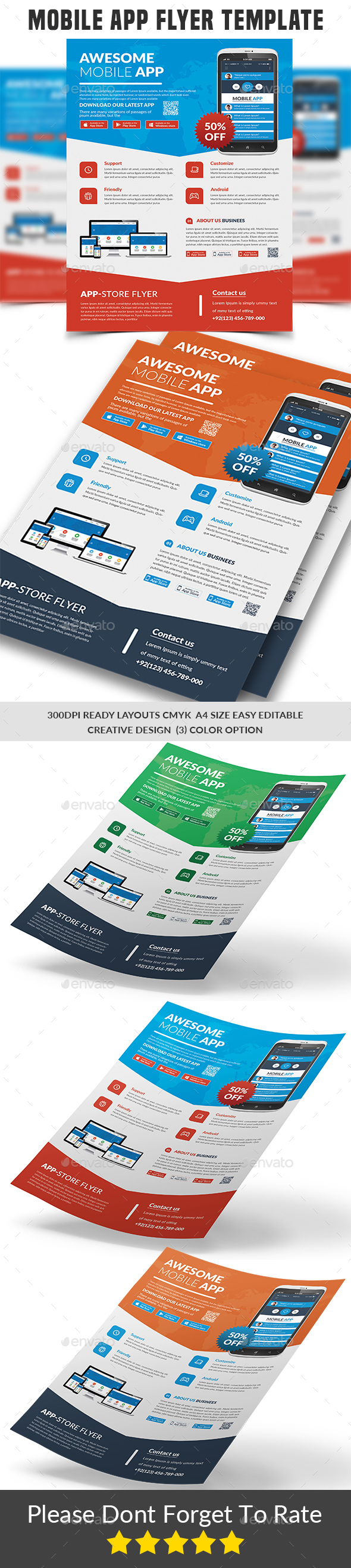 Mobile App Flyer Template - Corporate Flyers