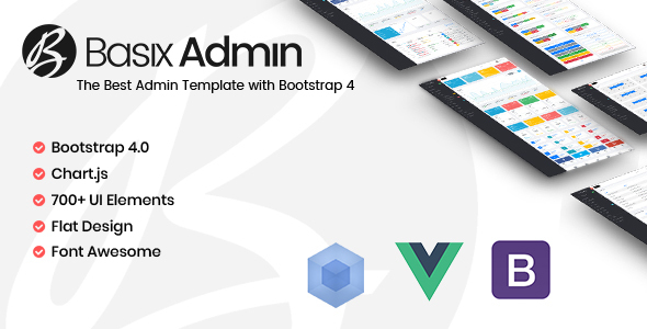 Basix Admin - VueJS Bootstrap4 UI Kit Admin Dashboard for Web Application
