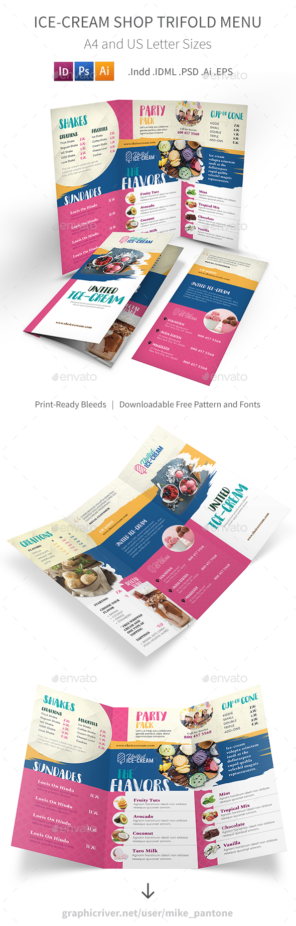 GraphicRiver Ice-cream Restaurant Trifold Menu 3 21179307 GraphicRiver Ice-cream Restaurant Trifold Menu 3 21179307