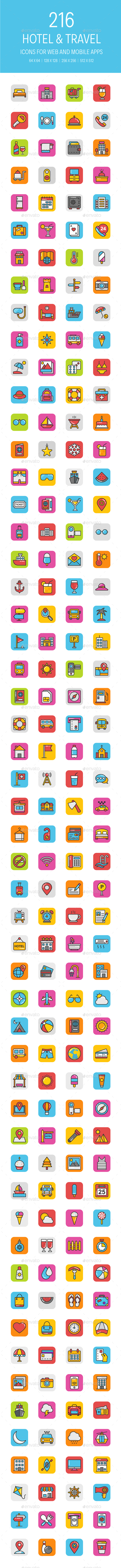 216 Hotel and Travel Icons - Icons