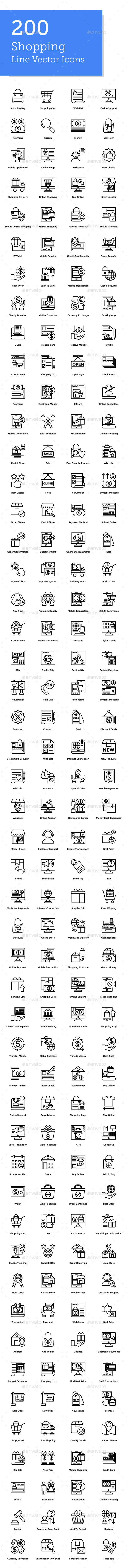 GraphicRiver 200 Shopping Line Icons 21179732 GraphicRiver 200 Shopping Line Icons 21179732