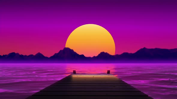 Synth City Motion Background Loop - Vaporwave/Synthwave City Animation Loop - SynthCityScreenSaver alt