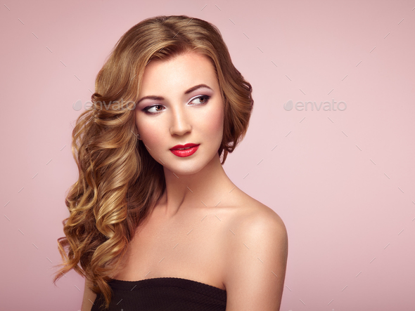 Blonde Woman With Long Shiny Wavy Hair Stock Photo By Heckmannoleg
