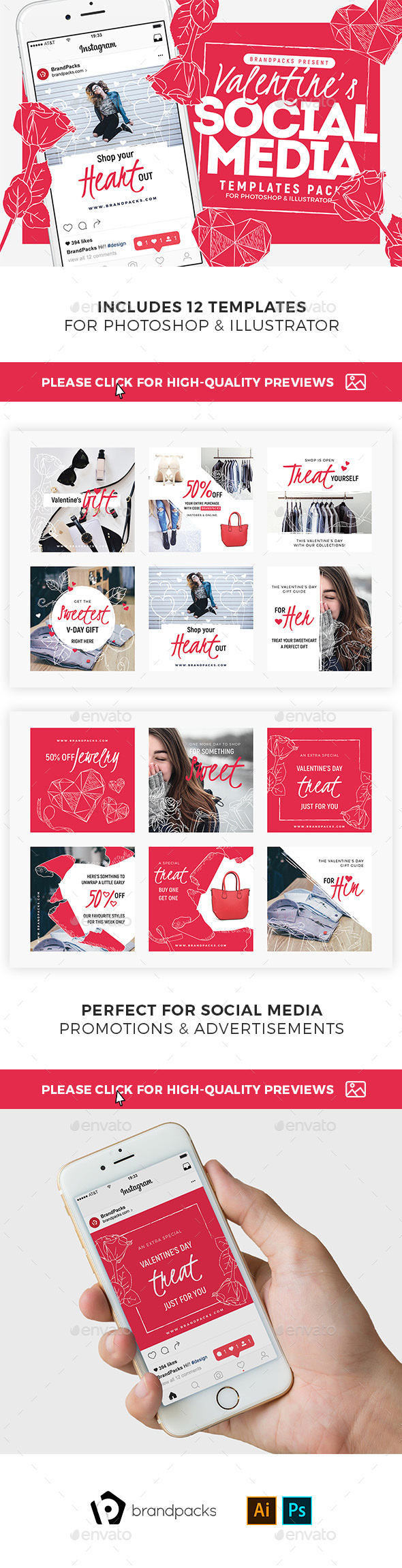 Valentines Social Media Templates Vol.4