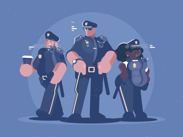 GraphicRiver Group of Police Man and Woman 21184623