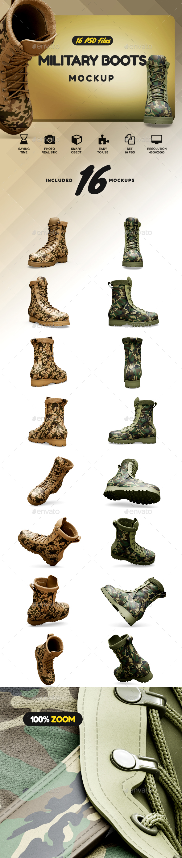 GraphicRiver Military Boots Mockup 21184907 GraphicRiver Military Boots Mockup 21184907