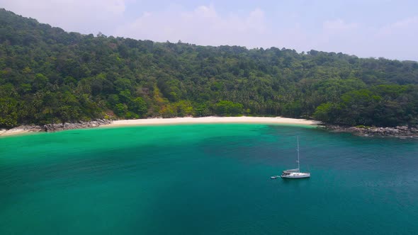 Aerial view top view of the beautiful sea at Freedom island Phuket Thailand. Summer holiday idyllic. alt