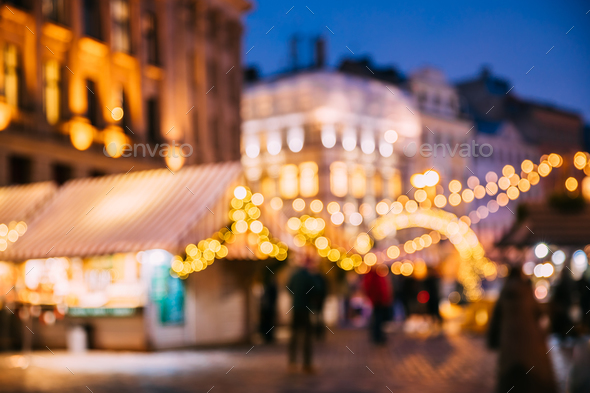 Abstract Blurred Bokeh Boke Background Of Traditional Christmas - Stock Photo - Images