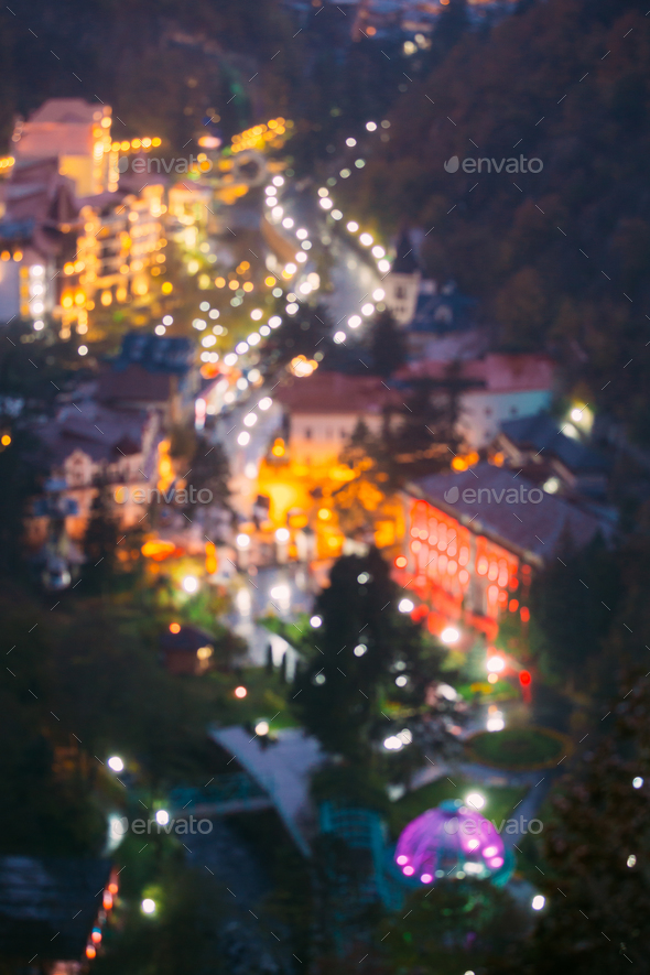 Borjomi, Samtskhe-Javakheti, Georgia. Abstract Blurred Bokeh Bo - Stock Photo - Images