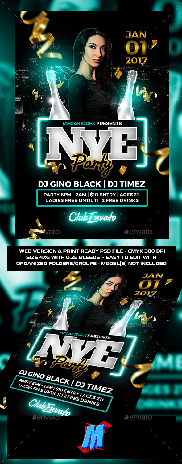 NYE Party Flyer Template - Clubs & Parties Events