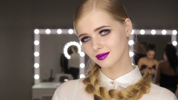 Beautiful Glamour Girl with Short Blonde Hair.