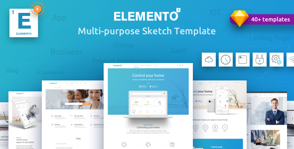 Elemento - Multi-Purpose Template for Startups - Sketch Template - Sketch Templates